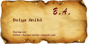 Bolya Anikó névjegykártya